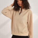Sweatshirts for Women - Quarter Zip Drop Shoulder