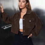 Flap Pocket Drop Shoulder Crop Jacket