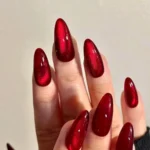 Nails Long Almond Red Cat