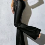 SHEIN Tall Women's Fashionable Casual Solid Color Slim Fit Flared Pants