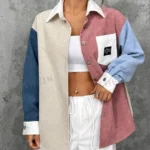 SHEIN EZwear Plus Size Women Plus Size Letter Patched Colorblock Drop Shoulder P