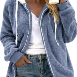 SHEIN LUNE Women's Casual Color Blocked Fuzzy Hooded Jacket, Autumn & Winter