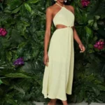 Long, fashionable dress in an attractive color