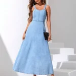 Denim cami dress with back zip