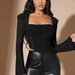 SHEIN BAE Square Neck Bell Sleeve Hanky Hem Tee