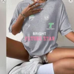 SHEIN Coolane Round Neck Letter Printed Casual Summer Short Sleeve T-Shirt