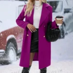 SHEIN Relaxiva Double-breasted Woolen Coat With Turn-down Collar